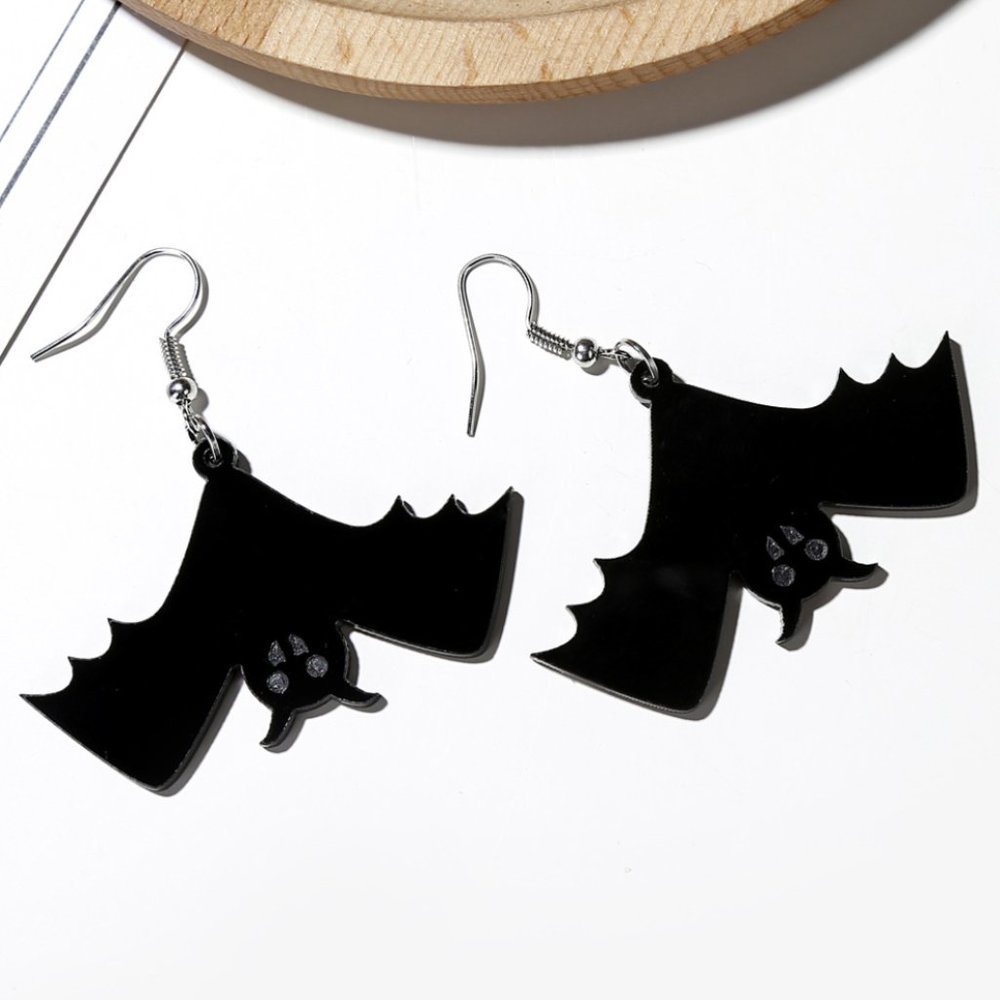 Halloween Vampire Bat Black Dangle Earrings